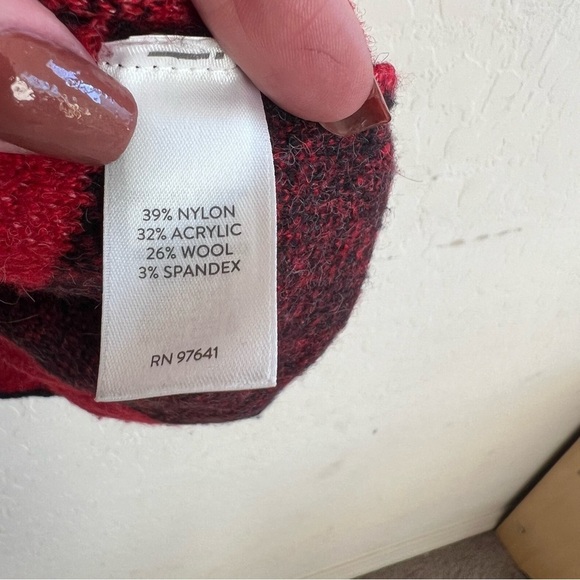 J. Jill Red Black Plaid Button Front Sweater - Picture 7 of 8